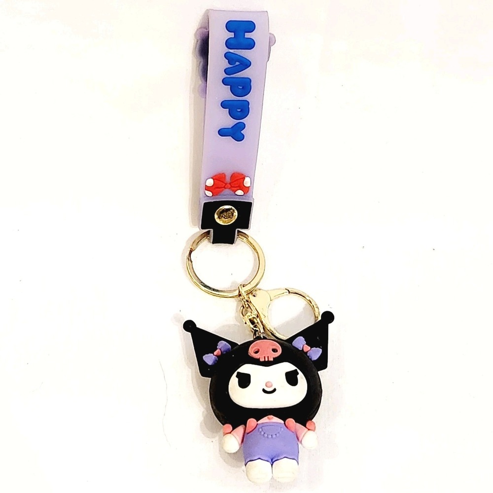 Sanrio Kuromi‎ Keychain and Purple HAPPY Lanyard